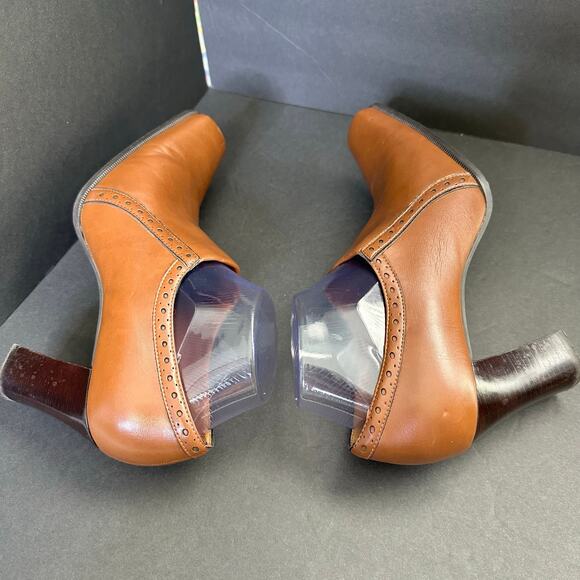 Franco Sarto Womens size 10 Square Toe Western Leather Bootie Heel Brown - Picture 7 of 10